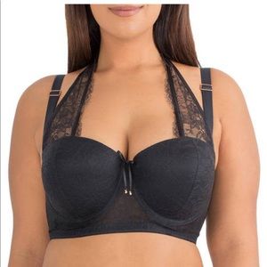 Black lace Smart & Sexy 40D halter/balconette bra